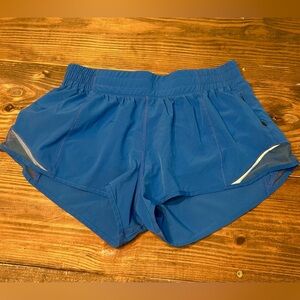 Low Rise Blue Athletic Shorts With Lululemon Logo